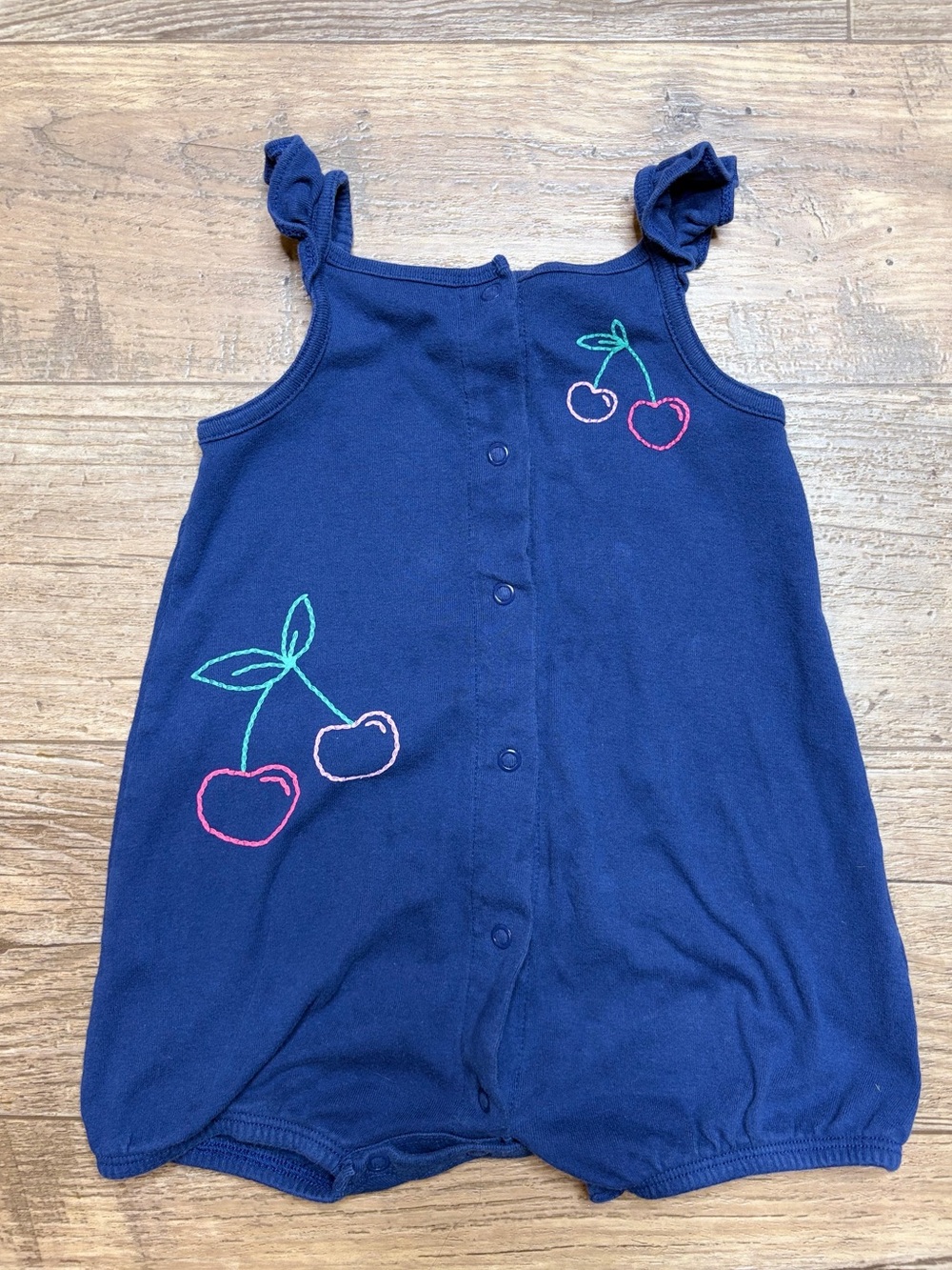 Carter’s Navy Blue Baby Romper with Cherry Embroidery